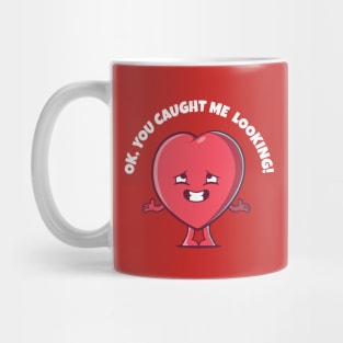 Caught me looking Valentines Day love heart (on dark colors) Mug